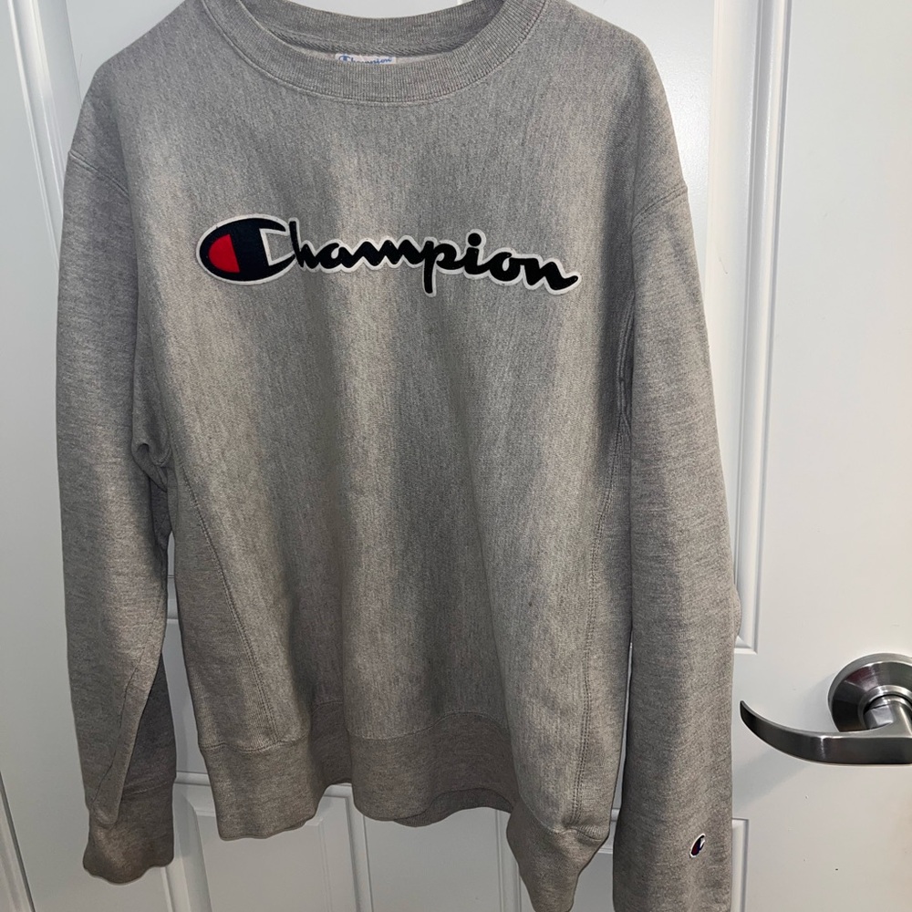 Champion Men's Crewneck Sweater in Gray